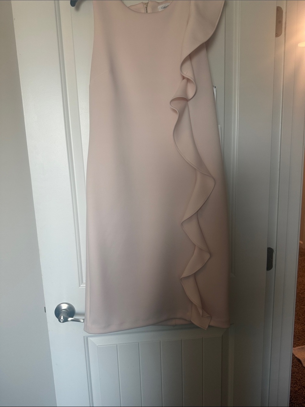 Calvin Klein Pale Blush Ruffle Sheath Dress